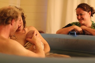 Water birth with midwife